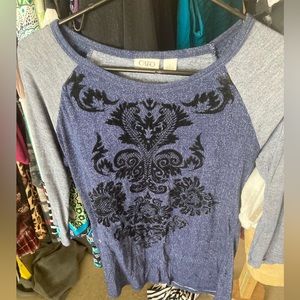 Cato brand 3/4 sleeved women’s top. Blue and black size small flattering fit